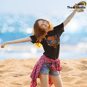 Hello 13 Tropical Vintage Retro Summer Birthday T-Shirt