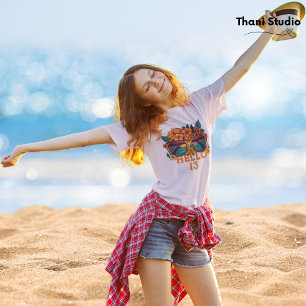 Hello 13 Tropical Vintage Retro Summer Birthday T-Shirt