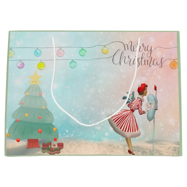 Hello 1950s Christmas! Large Gift Bag (Front)