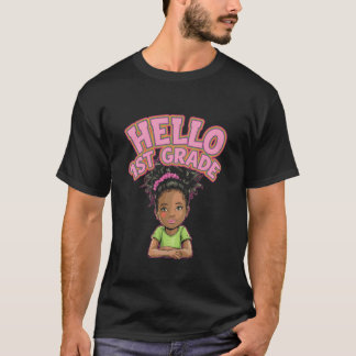Hello 1st Grade Colourful School Design T-Shirt