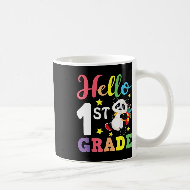 Hello 1st Grade Cute Panda Back To School Student  Coffee Mug (Right)