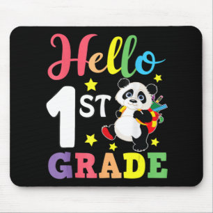 Hello 1st Grade Cute Panda Back To School Student Mouse Mat