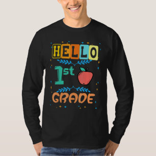 Hello 1st Grade First Day Apple For Teacher Stude T-Shirt