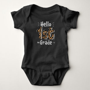 Hello 1st Grade Leopard Print Back to School Girls Baby Bodysuit