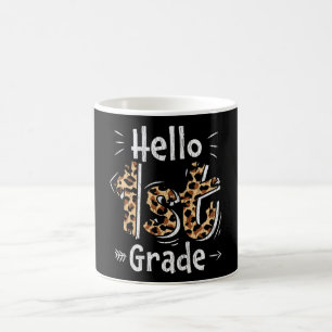 Hello 1st Grade Leopard Print Back to School Girls Coffee Mug
