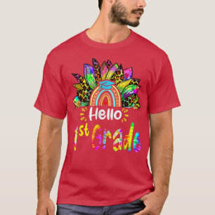 Hello 1st Grade Rainbow Sunflower Tie dye Back to T-Shirt