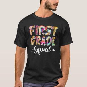 Hello 1st Grade Squad Tie Dye Leopard Back To Scho T-Shirt