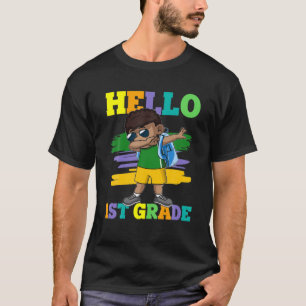 Hello 1St Grade Teacher Dabbing Black Boy Back To T-Shirt