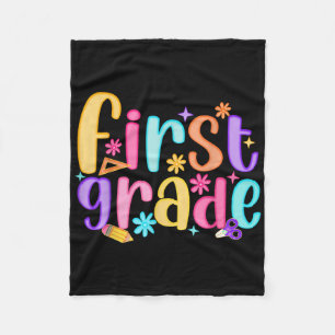 Hello 1st Grade Teacher Girls Kid Preppy Back To S Fleece Blanket