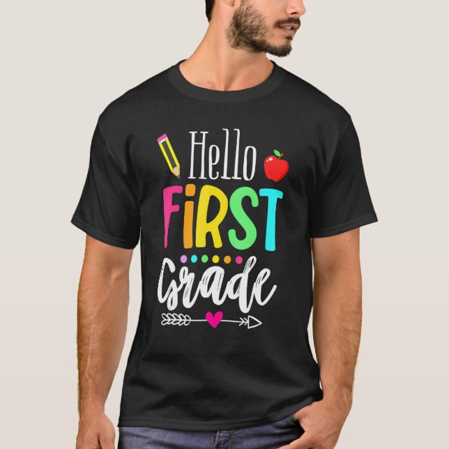 Hello 1st Grade Team First Grade Rocks Back To Sch T-Shirt (Front)