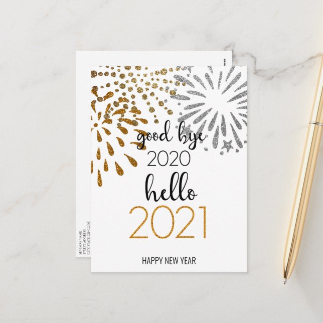 Hello 2021 | Corporate Business New Year Festive Holiday Postcard (Front/Back In Situ)