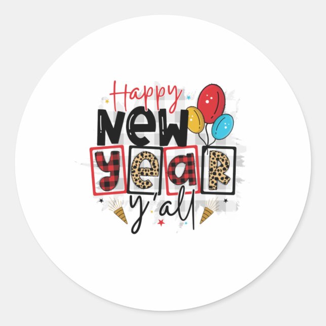 Hello 2022 Happy New Year All Classic Round Sticker (Front)
