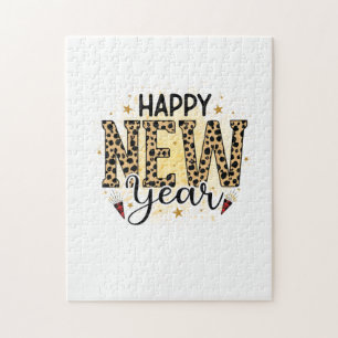 Hello 2022 Happy New Year Leopard Jigsaw Puzzle