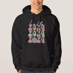 Hello 2024 Groovy Happy New Year Christmas Hoodie