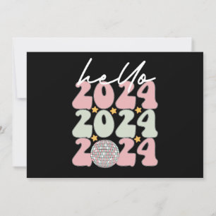 Hello 2024 Groovy Happy New Year Christmas Invitation