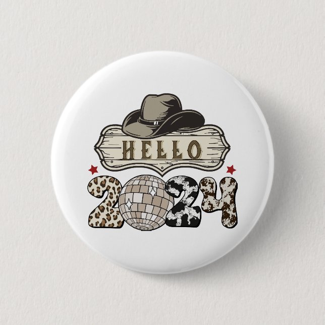 Hello 2024 Western 6 Cm Round Badge (Front)
