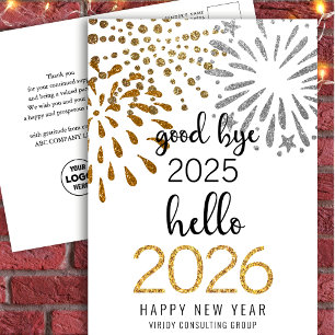 Hello 2025 Business Festive Fireworks New Year Holiday Postcard