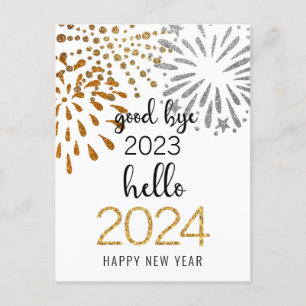 Hello 2025 Business Festive Fireworks New Year Holiday Postcard
