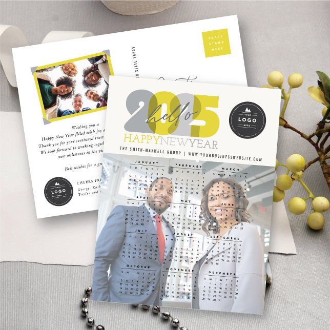 Hello 2025 Calendar Bold Typography New Year Photo Holiday Postcard (Hello 2025 Calendar Bold Typography New Year Photo Holiday Postcard @ fat_fa_tin)