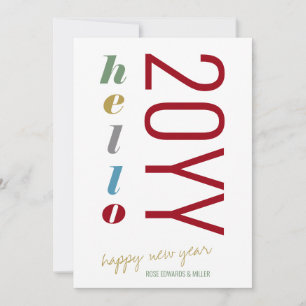 Hello 2025 Colourful Bold Typography New Year Holiday Card