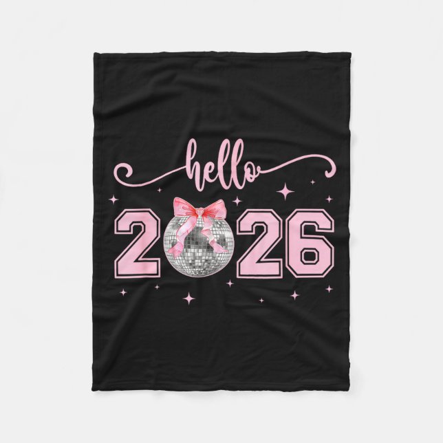 Hello 2026 Cute Nk Bow 2026 New Year's Eve Party  Fleece Blanket (Front)
