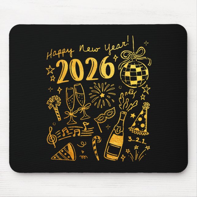 Hello 2026 Disco Ball Coquette Bow Happy New Year  Mouse Mat (Front)