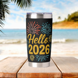 Hello 2026 Fireworks Insulated Tumbler