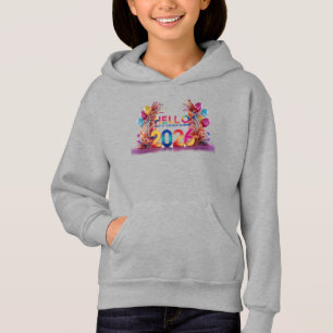 Hello 2026 Fun 3D Party Kids Pullover Hoodie
