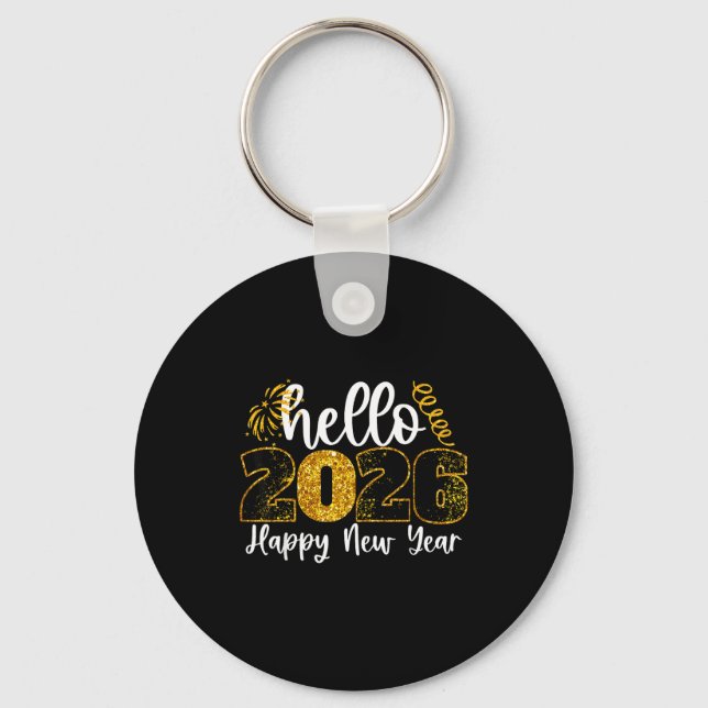 Hello 2026 Happy New Year Countdown Party Family M Key Ring (Front)
