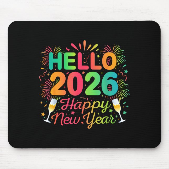 Hello 2026 Happy New Year Eve Party Countdown Fire Mouse Mat (Front)