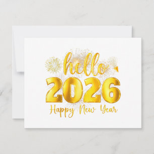 Hello 2026 Happy New Year Firework Family Holiday Card