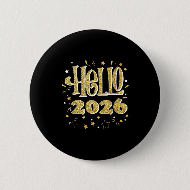 Hello 2026 Happy New Year Pajama Funny Family Matc 6 Cm Round Badge (Front)
