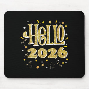 Hello 2026 Happy New Year Pajama Funny Family Matc Mouse Mat