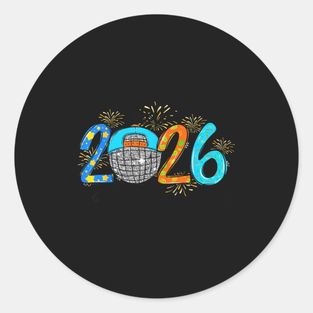 Hello 2026 Happy New Year Party Boys Kids Toddlers Classic Round Sticker (Front)