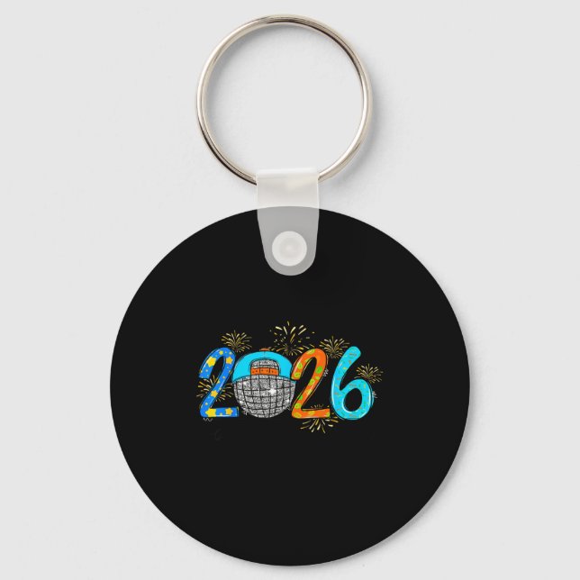 Hello 2026 Happy New Year Party Boys Kids Toddlers Key Ring (Front)