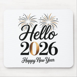 Hello 2026 Happy New Year Retro Glam Mouse Mat
