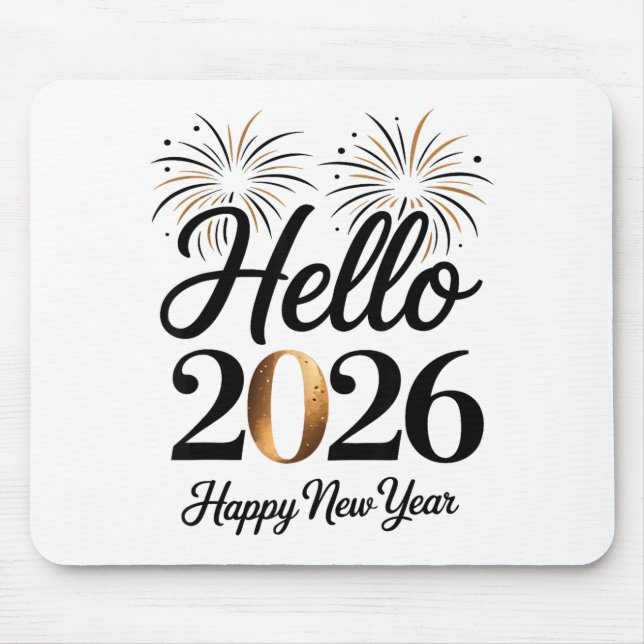 Hello 2026 Happy New Year Retro Glam  Mouse Mat (Front)