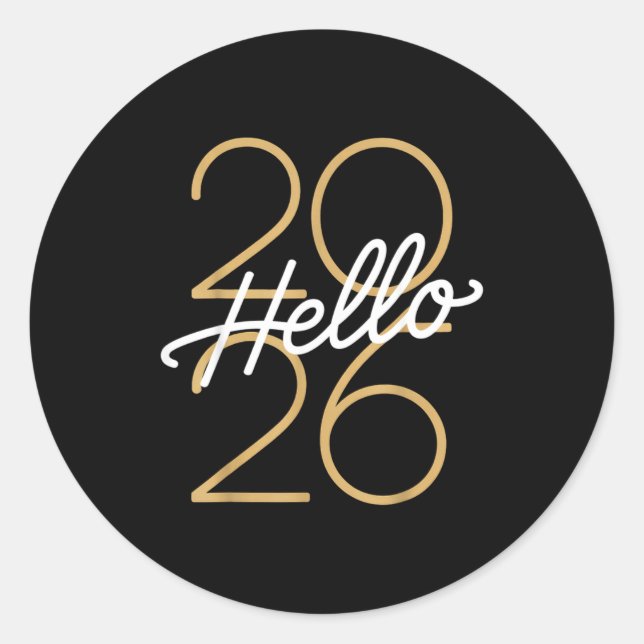 Hello 2026 New Year Celebration Eve Party Men Wome Classic Round Sticker (Front)