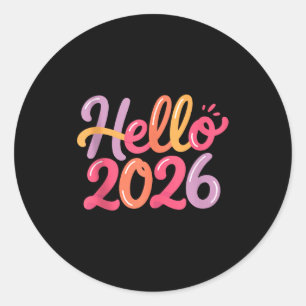 Hello 2026 New Year Celebration Fun Colorful Boys  Classic Round Sticker