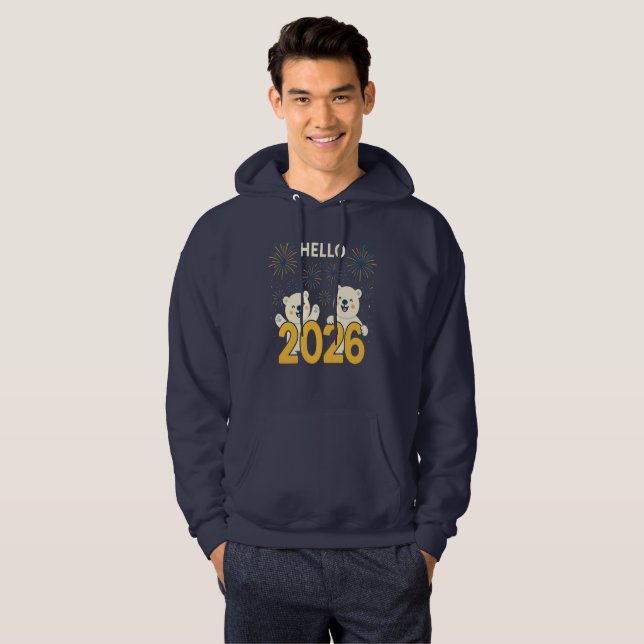 Hello 2026 Polar Bears Holiday Unisex Gift Hoodie (Front Full)