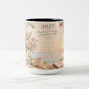 Hello 2027 – A Year of Hope, Happiness & Beautifu Two-Tone Coffee Mug
