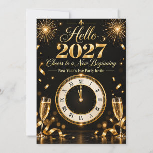 Hello 2027 – Cheers to a New Beginning Invitation