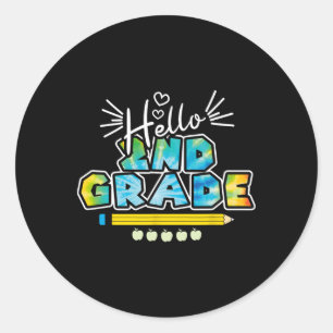 Hello 2nd Grade Ck To School First Day Of School  Classic Round Sticker