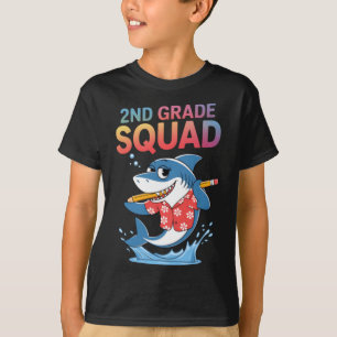 Hello 2nd Grade Cute Shark Team Second Grade Squad T-Shirt