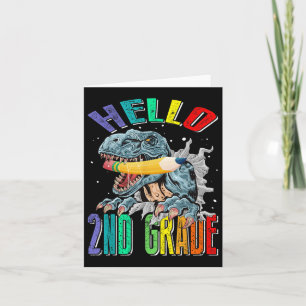 Hello 2nd Grade Dinosaur Back To School  Card