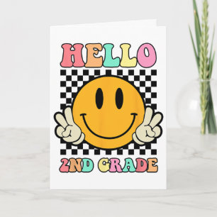 Hello 2nd Grade Hippie Smile Face Ck To School Fir Card