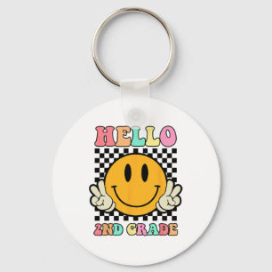 Hello 2nd Grade Hippie Smile Face Ck To School Fir Key Ring