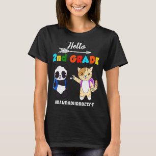 Hello 2nd Grade Kitty Cat Panda Bear Back to Schoo T-Shirt