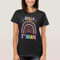 Hello 2nd Grade Leopard Rainbow Teacher Girls Back