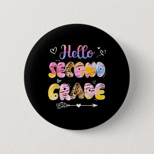 Hello 2nd Grade Leopard Tie Dye Back To School  6 Cm Round Badge